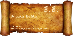 Butyka Beáta névjegykártya